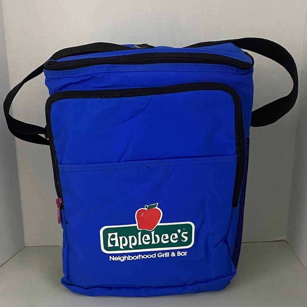Vintage 90s Applebee’s Koozie Cooler Bag Blue Restaurant Promo Memorabilia